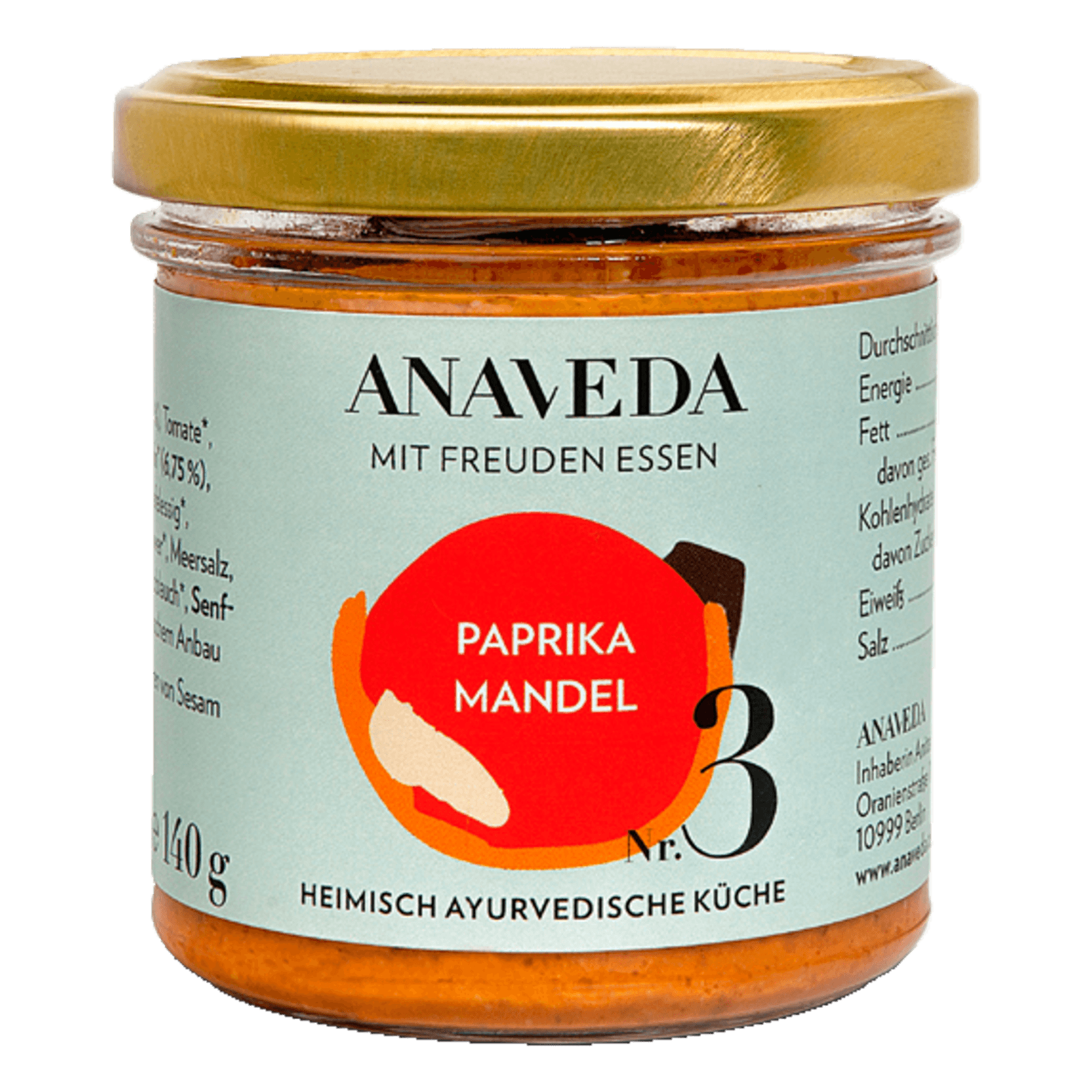 Anaveda Nr. 3 Bio Paprika Mandel Brotaufstrich 140g