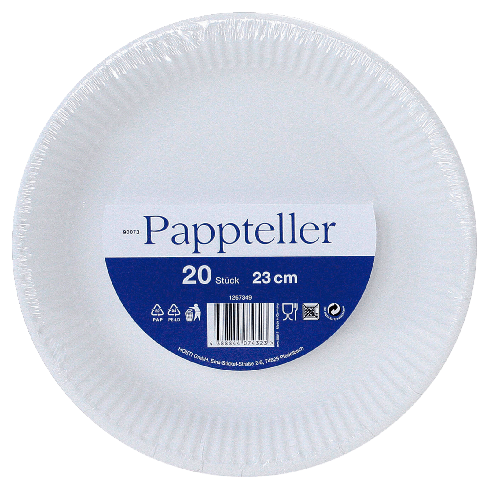 Pappteller rund 20 Stück 23cm