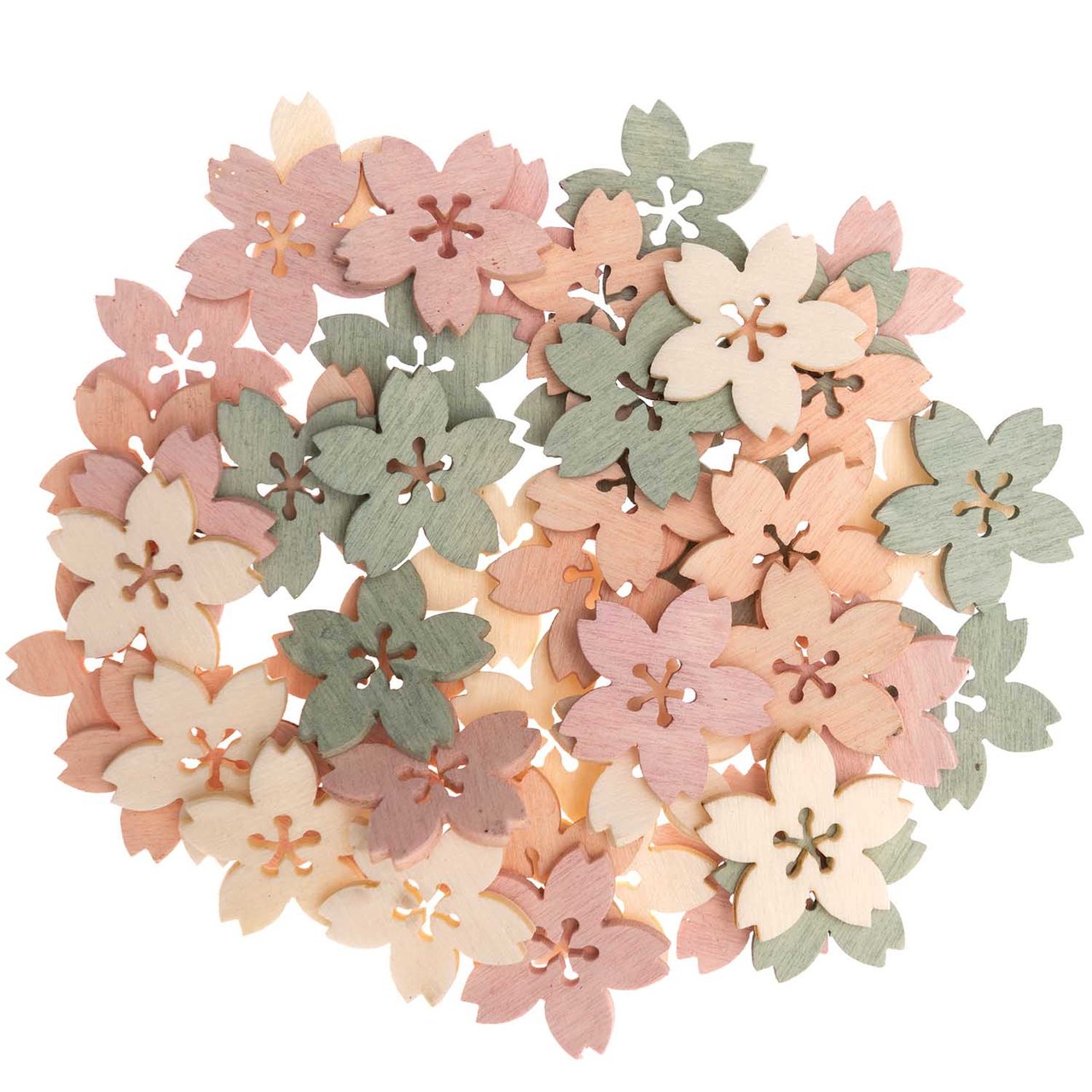 Ohhh! Lovely! Holzstreu Blüte pastell Mix 48 Stück