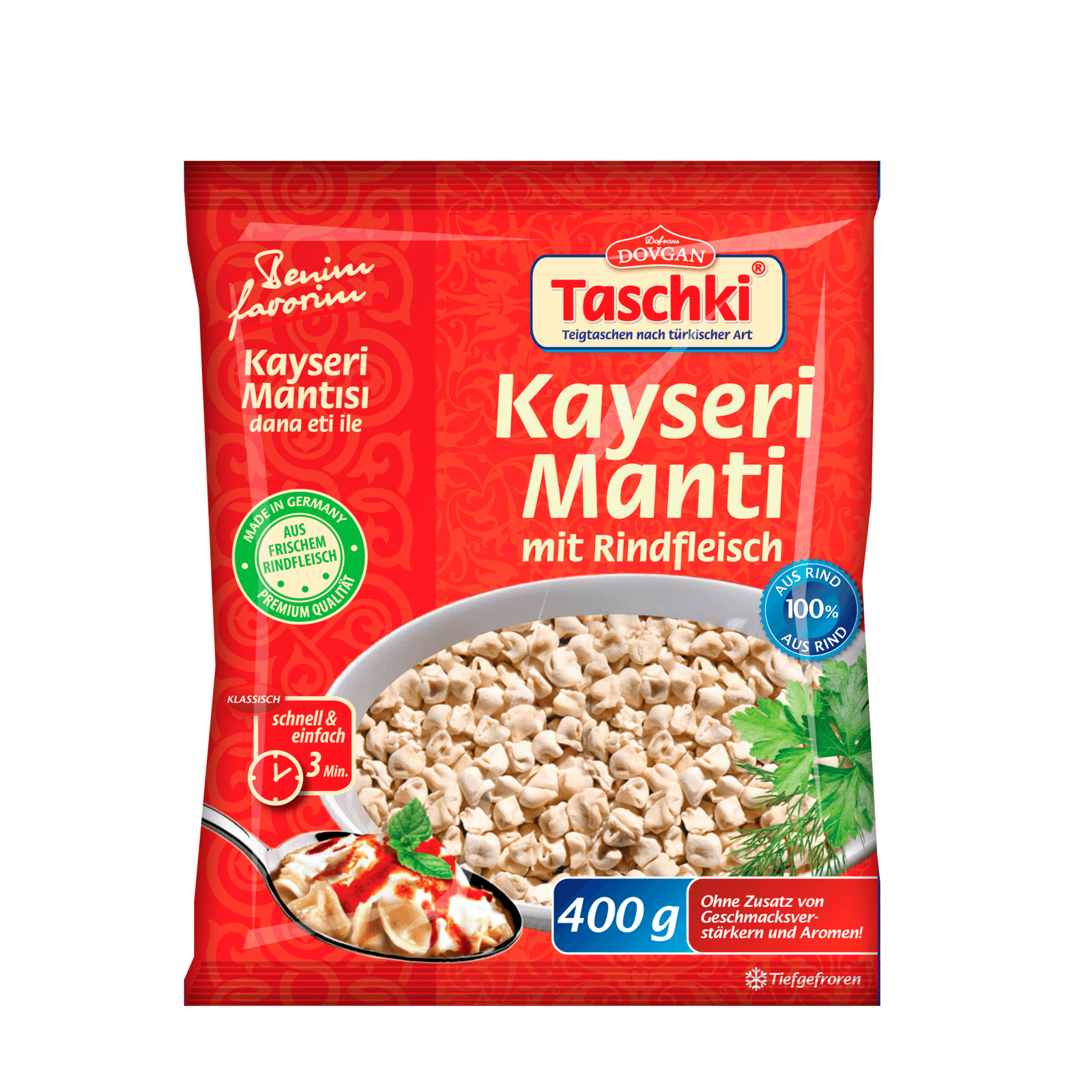 Dovgan Taschki Kayseri Manti mit Rindfleisch 400g