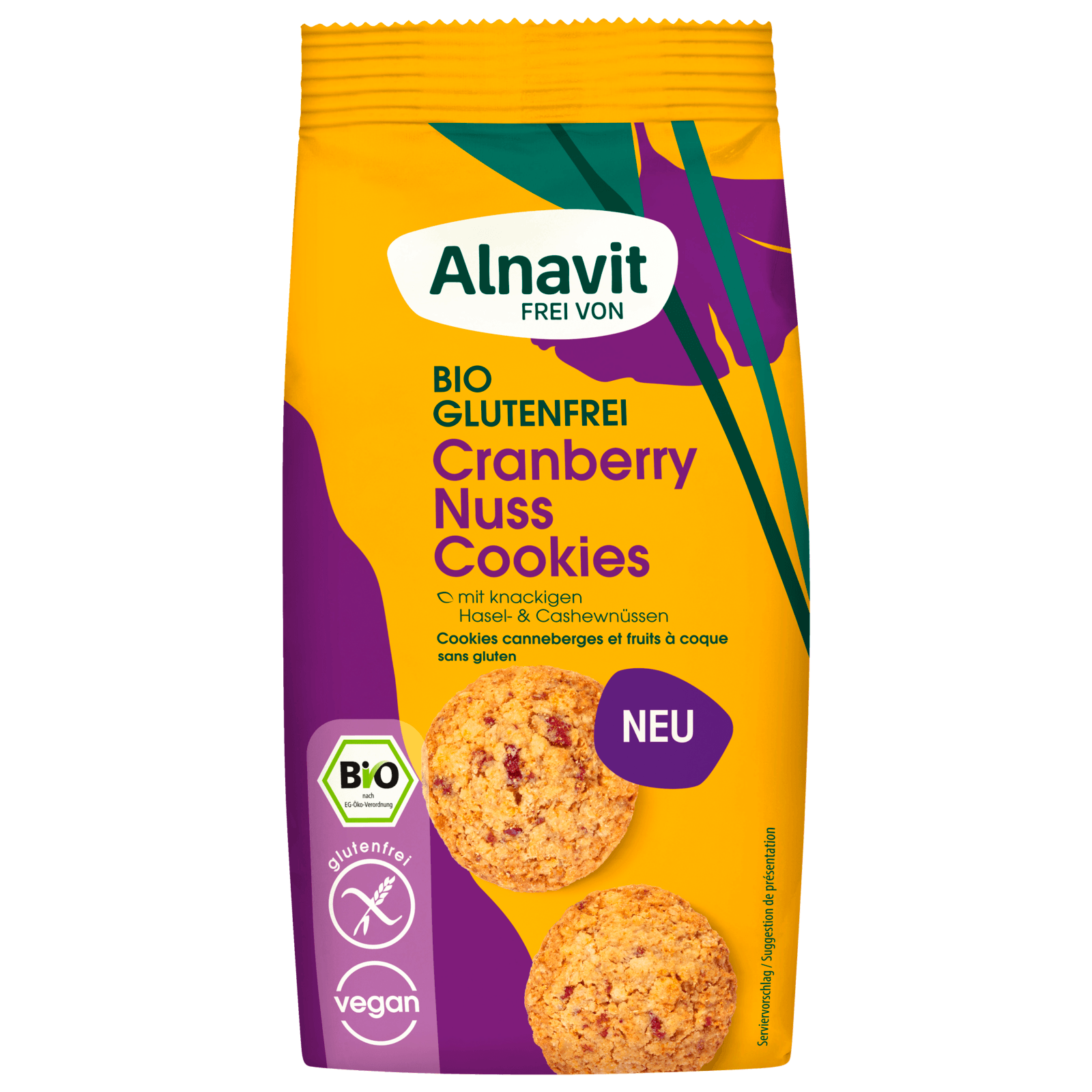 Alnavit Bio Cranberry Nuss Cookies glutenfrei vegan 125g