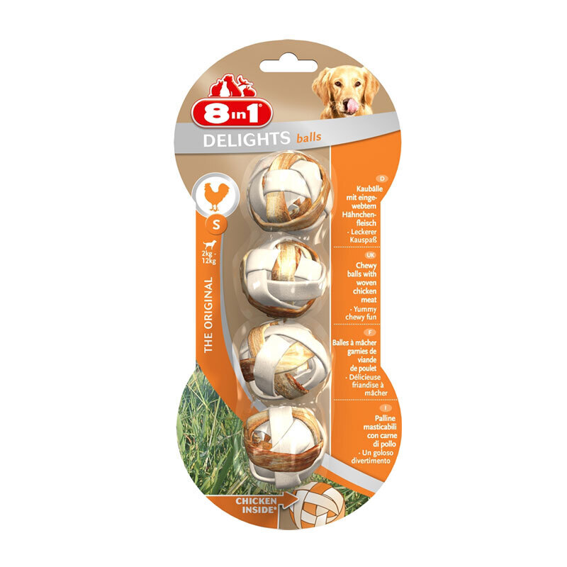 8in1 Delights Kaubälle Hähnchenfleisch S 3x4 Stück