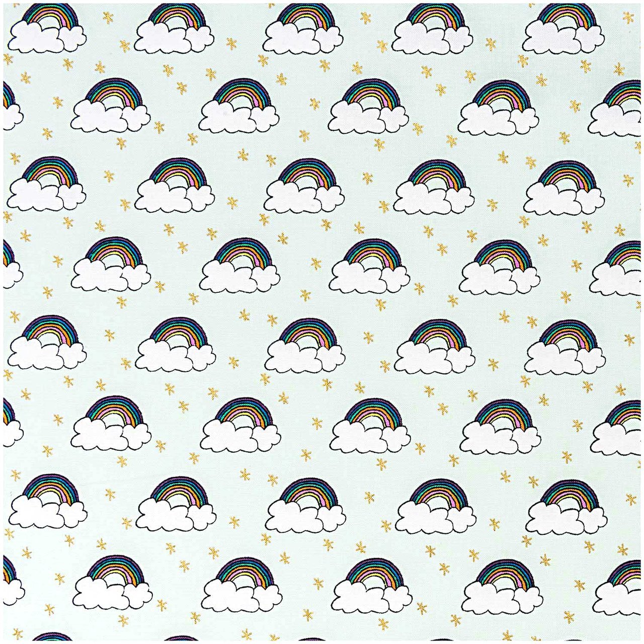 Rico Design Stoff Regenbogen mint-gold 50x140cm