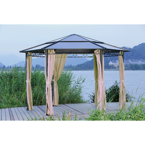 GARDEN PLEASURE Pavillon »SALMON«, eckig, rund, BxT: 395 x 395 cm - grau