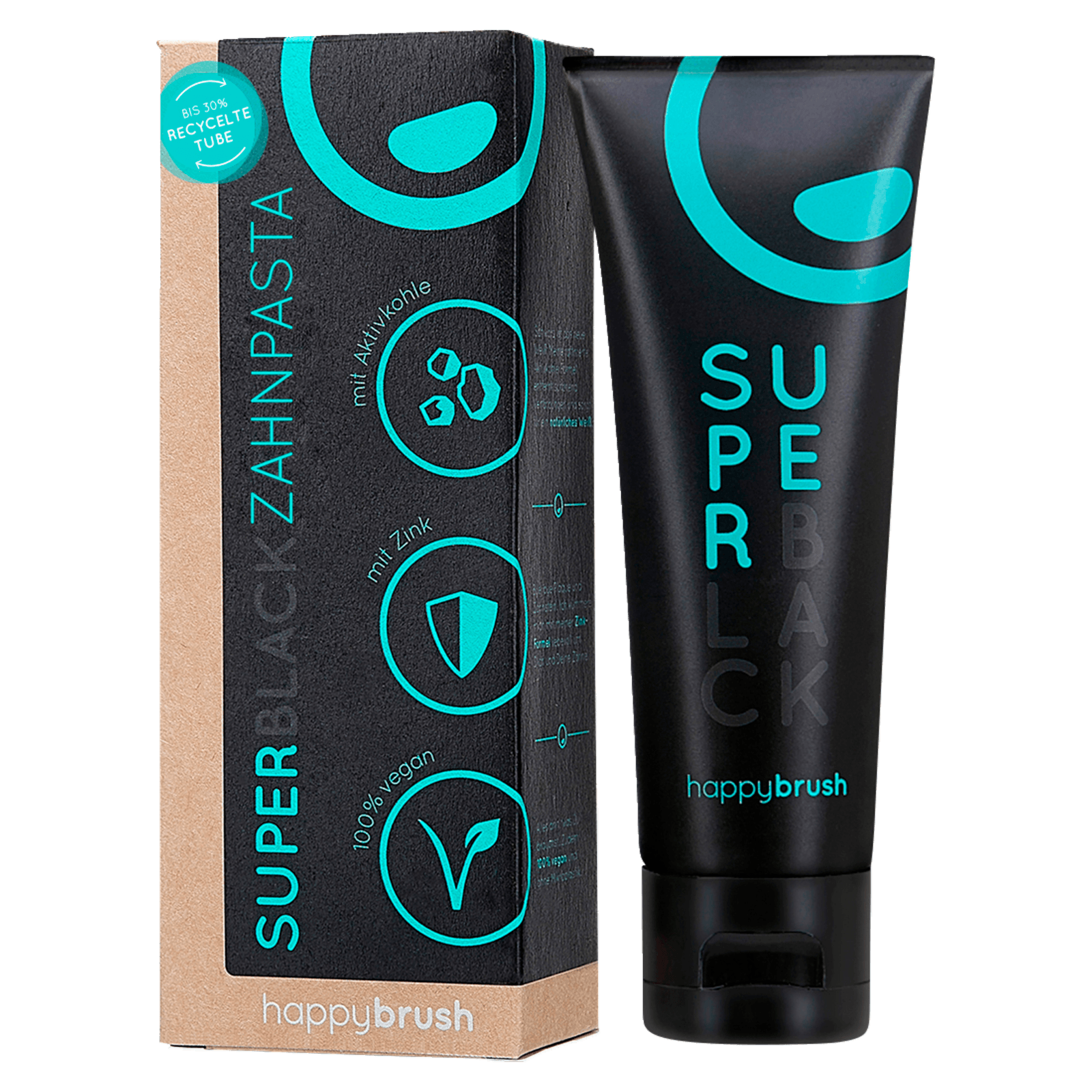 happybrush Super Black Zahnpasta 75ml