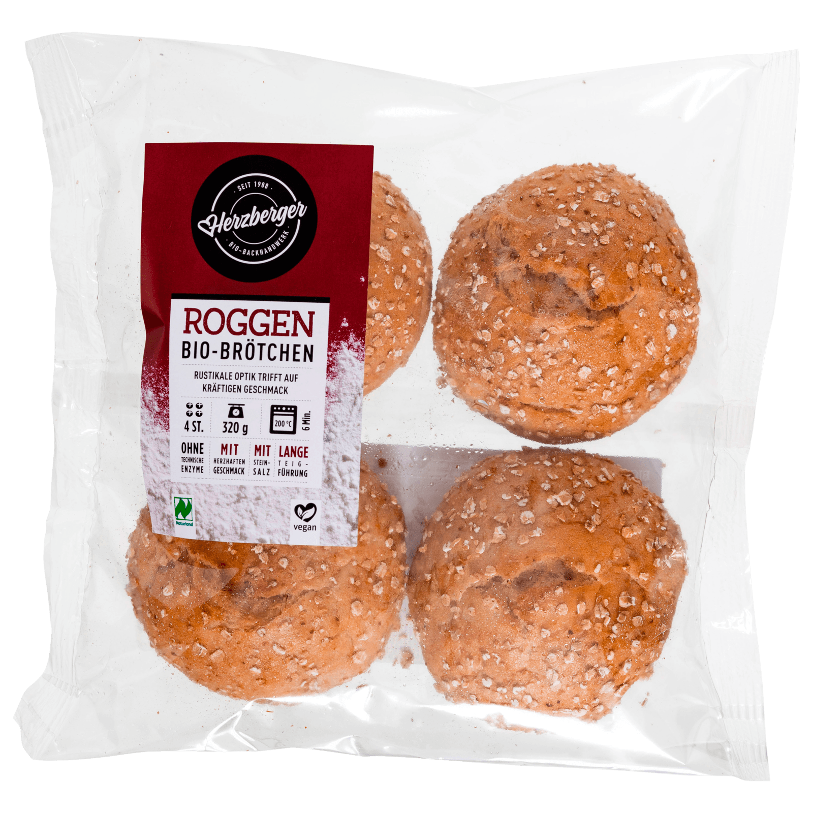 Herzberger Bio Roggenbrötchen vegan 320g