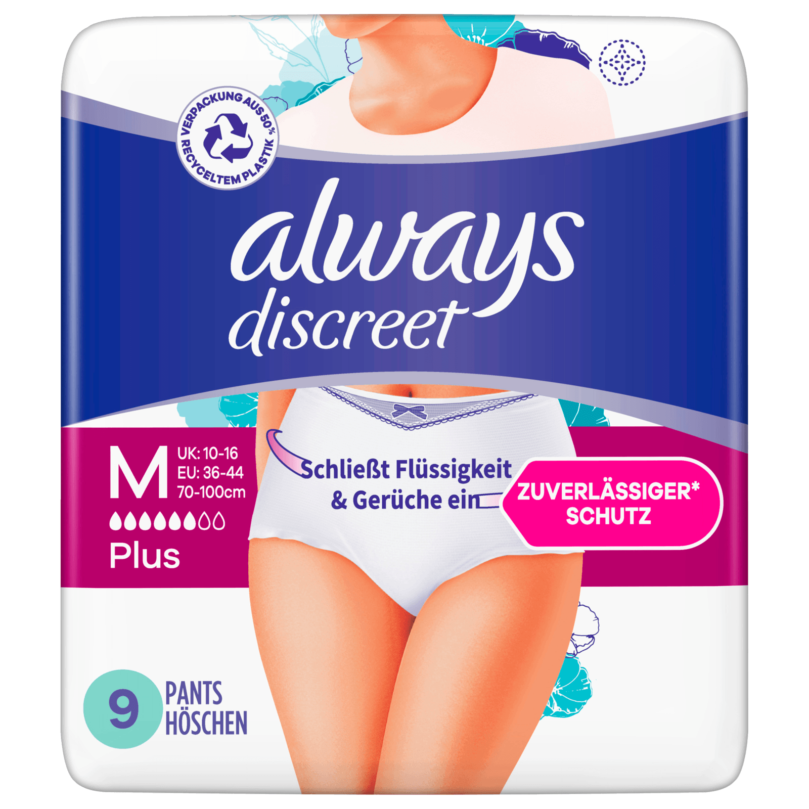 Always Discreet Inkontinenz Pants Plus Größe M 9 Stück