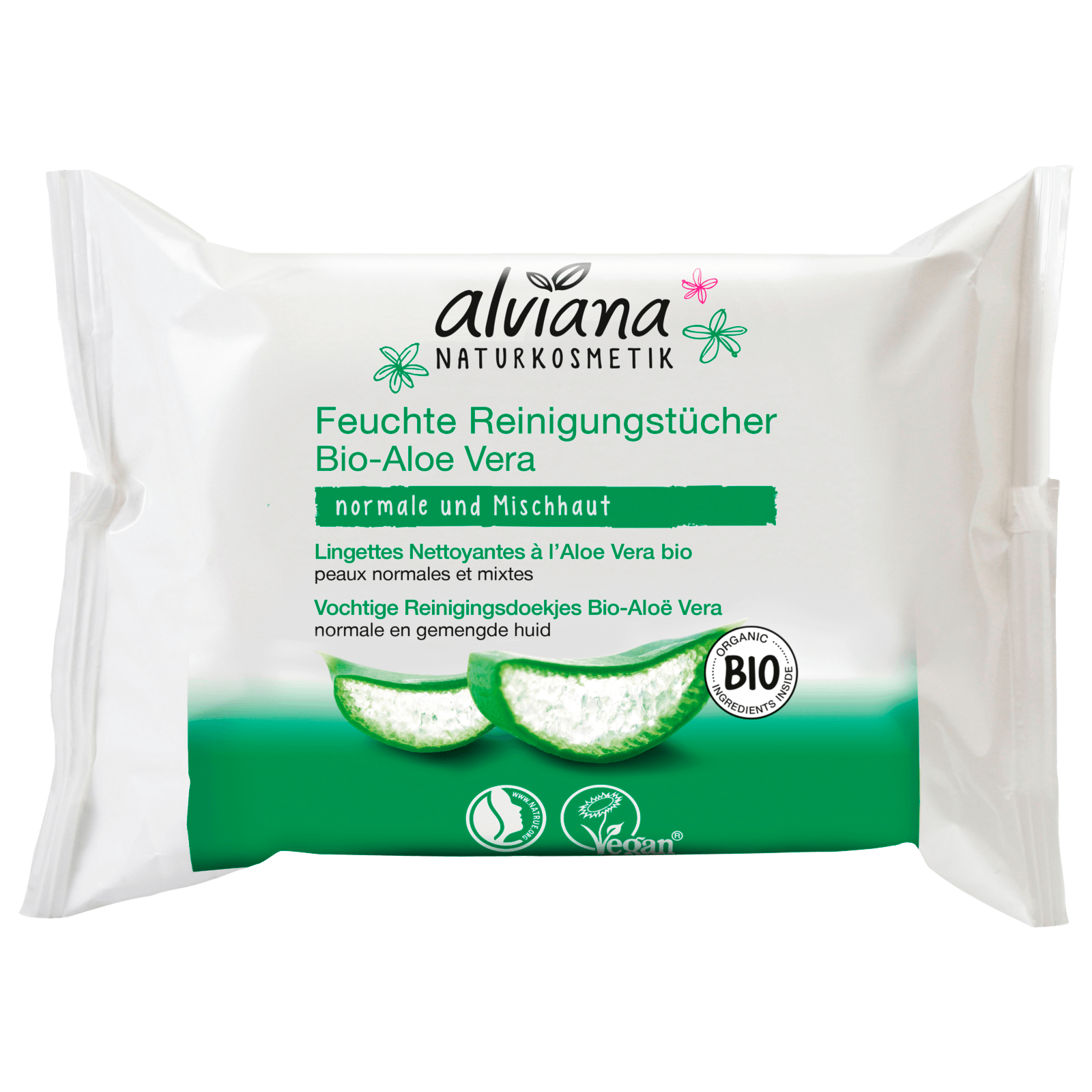 Alviana Feuchte Reinigungstücher Bio-Aloe Vera 25 Stück