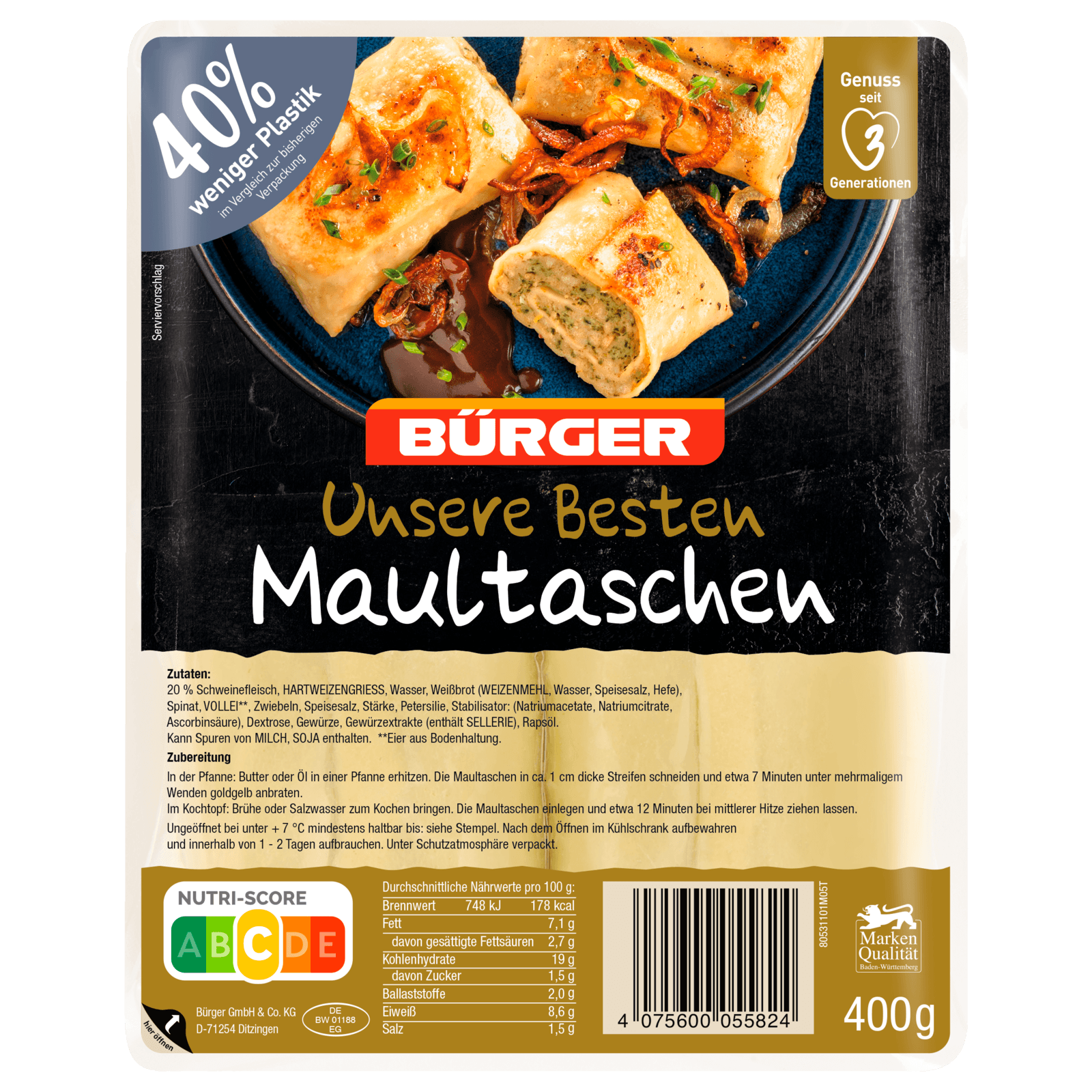 Bürger Unsere Besten Maultaschen 400g