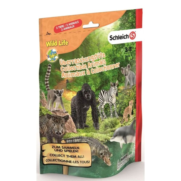 Schleich 10152270 - Wild Life - Überraschungstüte, 3 Wild Tiere (Serie 4)(87861,87862)